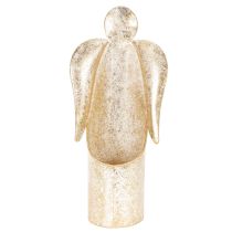 Artículo Figura de ángel para portavelas, color dorado, decoración festiva, 27 cm.