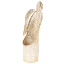 Artículo Figura de ángel para portavelas, color dorado, decoración festiva, 27 cm.