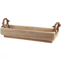 Artículo Jardinera cuenco de madera cuadrado Paulownia natural 57,5×18cm×18m