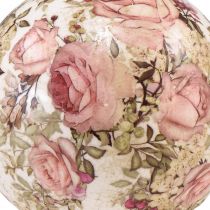 Artículo Bola de cerámica con motivo de rosa loza decorativa de cerámica 12cm