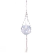 Cesta colgante de macramé florero decorativo de vidrio redondo Ø13,5cm