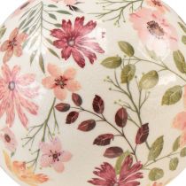 Artículo Bola de cerámica con flores de loza decorativa de cerámica 12cm