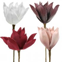 Magnolia flor artificial en un palo Ø10cm Espuma 6pcs Diferentes colores