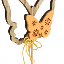 Tapón flor mariposa tapón decorativo madera 8,5x7cm 12 piezas