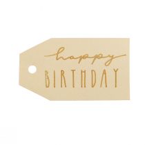 Artículo Etiquetas de regalo papel impreso Happy Birthday 4×7cm 24uds