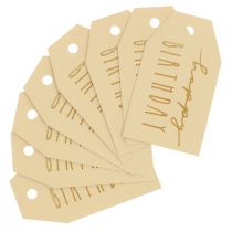 Artículo Etiquetas de regalo papel impreso Happy Birthday 4×7cm 24uds