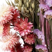 Artículo Ramo de flores secas flores de paja playa lila rosa 58cm