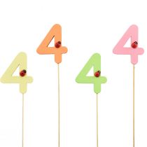 Artículo Tapones numéricos cumpleaños 4 tapones florales madera 27,5cm 16 piezas