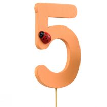 Artículo Tapones numéricos cumpleaños 5 tapones florales madera 27,5cm 16 piezas