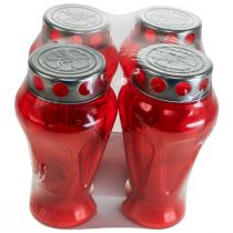 Artículo Velas para tumbas gotas rojas luces de luto Ø9cm H17cm 4 piezas