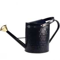 Artículo Regadera decorativa vintage de metal con cuadros azules y dorados, diseño retro para interior, jardín o balcón, 65 cm.