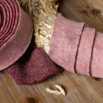 Artículo Cinta de fieltro bicolor, cinta para macetas, cinta de fieltro de lana rosa y rojo, 7,5 cm, 5 m