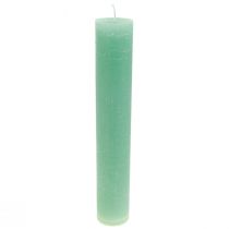 Artículo Velas verdes, velas grandes de un solo color, 50x300 mm, 4 piezas