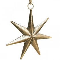 Artículo Adorno navideño estrella colgante dorado aspecto envejecido L. 19,5 cm