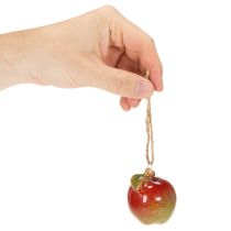 Artículo Manzana de cerámica decorativa de otoño para colgar, 5 cm, 4 unidades
