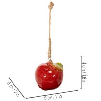 Artículo Manzana de cerámica decorativa de otoño para colgar, 5 cm, 4 unidades