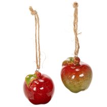 Artículo Manzana de cerámica decorativa de otoño para colgar, 5 cm, 4 unidades