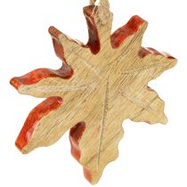 Artículo Decoración de madera de hoja de arce otoño verde rojo marrón H10cm 6 piezas