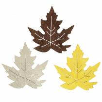 Artículo Decoración dispersa hojas de arce amarillo, marrón, platino surtido 4cm 72 piezas