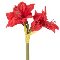 Artículo Flor artificial de amarilis roja con tallo, decoración floral para Navidad, 50 cm.