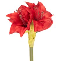 Artículo Flor artificial de amarilis roja con tallo, decoración floral para Navidad, 50 cm.
