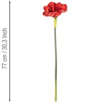 Artículo Flor de amarilis artificial, roja, de tallo largo, para jarrón y arreglos florales, 77 cm.