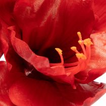 Artículo Flor de amarilis artificial, roja, de tallo largo, para jarrón y arreglos florales, 77 cm.
