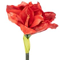 Artículo Flor de amarilis artificial, roja, de tallo largo, para jarrón y arreglos florales, 77 cm.