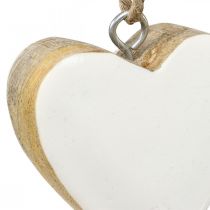 Colgante corazones de madera corazones decorativos blanco Ø5-5.5cm 12pcs