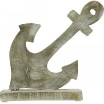 Artículo Ancla de madera, ancla decorativa, shabby chic, blanco, natural, 22 cm