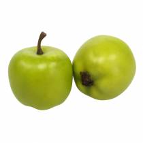 Artículo Mini manzanas decorativas verde amarillo artificial H4,3cm Ø3,6cm 24 piezas