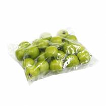 Artículo Mini manzanas decorativas verde amarillo artificial H4,3cm Ø3,6cm 24 piezas