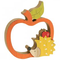 Artículo Figura decorativa otoño, manzana con erizo, decoración de madera 16,5×15cm 3uds
