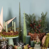 Artículo Árbol de Navidad artificial con base de madera para decoración navideña, 80 cm.