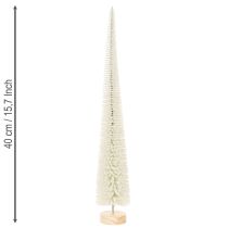 Artículo Árbol de Navidad decorativo con base de madera para decoración invernal, 40 cm, 3 piezas