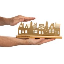 Artículo Silueta de casa para decoración de Adviento sobre base de madera de 29 cm.