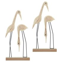 Artículo Soporte figura de madera par de grullas natural 27,5×13cm 2 piezas