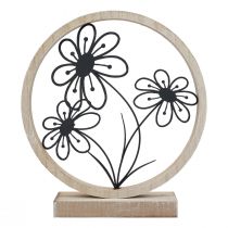 Artículo Decoración de mesa con flores de metal, decoración de resortes de metal y madera, Al. 19 cm