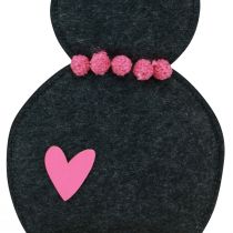 Artículo Decoración de mesa Decoración de conejito de Pascua fieltro negro con corazón 45cm 3 piezas