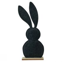 Artículo Decoración de mesa Decoración de conejito de Pascua fieltro negro con corazón 45cm 3 piezas