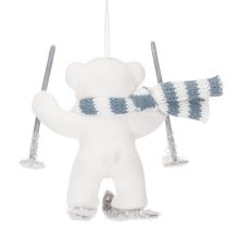 Artículo Colgante de oso polar esquiando con bufanda para colgar, 10 cm, 2 piezas