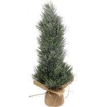 Artículo Mini árbol de Navidad cubierto de nieve artificial en un saco H41cm
