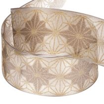 Artículo Cinta decorativa con estrellas, cinta de regalo con borde dimensionalmente estable, 40 mm de ancho, 20 m de largo.