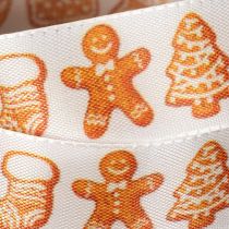 Artículo Cinta de regalo con figuras de pan de jengibre. Cinta festiva para regalos de Navidad. 25 mm x 18 m.