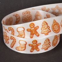 Artículo Cinta de regalo con figuras de pan de jengibre. Cinta festiva para regalos de Navidad. 25 mm x 18 m.