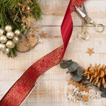 Artículo Cinta de regalo con estampado festivo para manualidades y decoración, 40 mm x 15 m