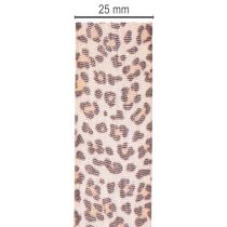 Artículo Cinta de regalo con estampado de leopardo, 25 mm de ancho, 18 m de largo.