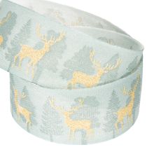 Artículo Cinta de regalo con renos y árboles de Navidad, 40 mm x 18 m