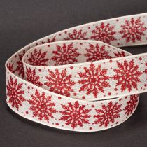 Artículo Cinta decorativa con copos de nieve, para envolver regalos, invierno, 25 mm x 20 m