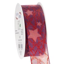 Artículo Cinta decorativa brillante con estampado de estrellas para adornos navideños, 40 mm x 15 m